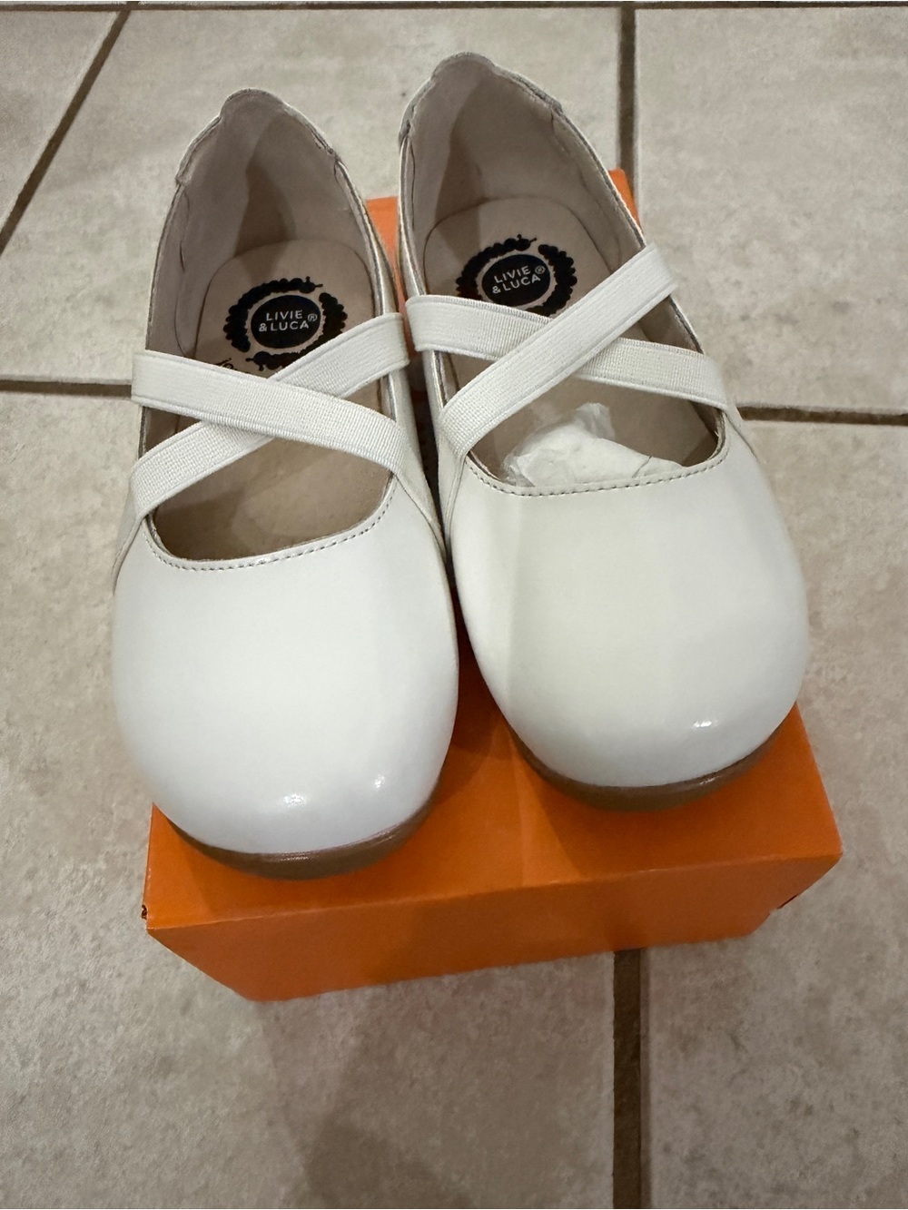 Livie & Luca White Patent Cross-Strap Mary Janes
